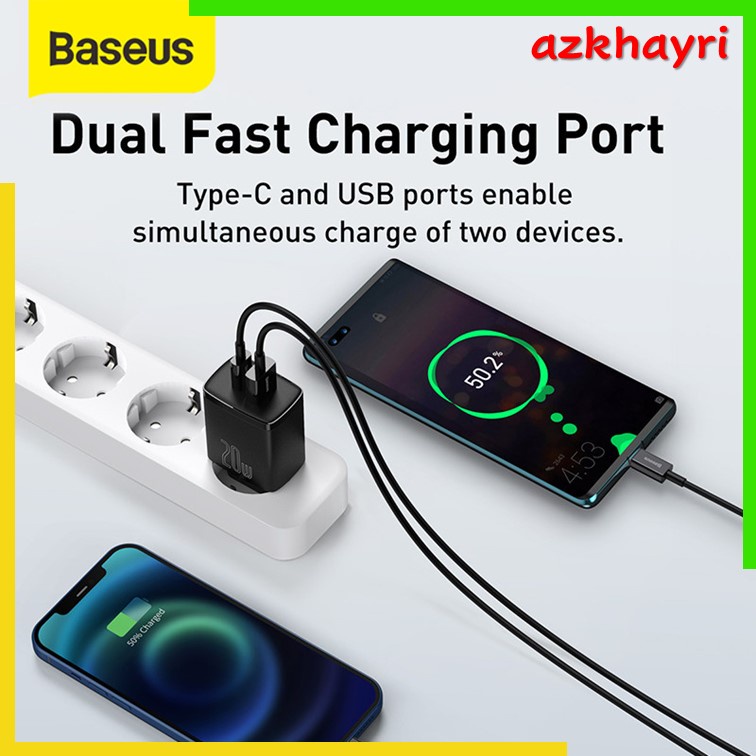 KEPALA CHARGER ADAPTOR BASEUS QUICK QC3.0 TYPE C USB 20W PD FAST CHARGE Iphone Android