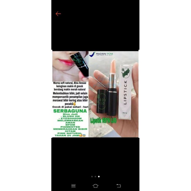 lipbalm lipstik warna rdn ijo original BPOM