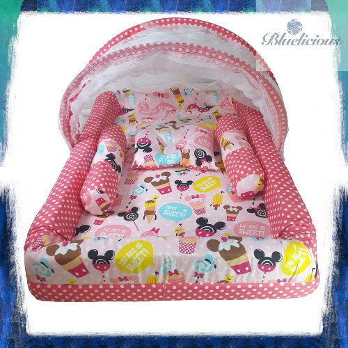 Kasur Bayi Kelambu anak - Set Kolam - Ice Cream Pink