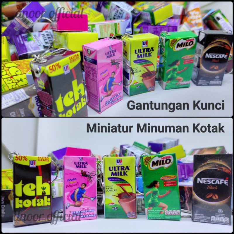 Gantungan Kunci dan Magnet Kulkas Miniatur Minuman Kotak Mini Lucu Cantik