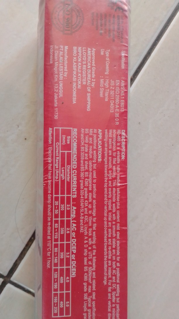 Rd-460 2mm Kawat Las Listrik Welding Electrodes Nikko 2,0 Mm Rd 2,0mm