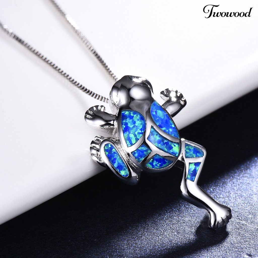 Twowood Women Necklace Frog Faux Gem Jewelry Lightweight All Match Long Lasting Pendant Necklace for Party