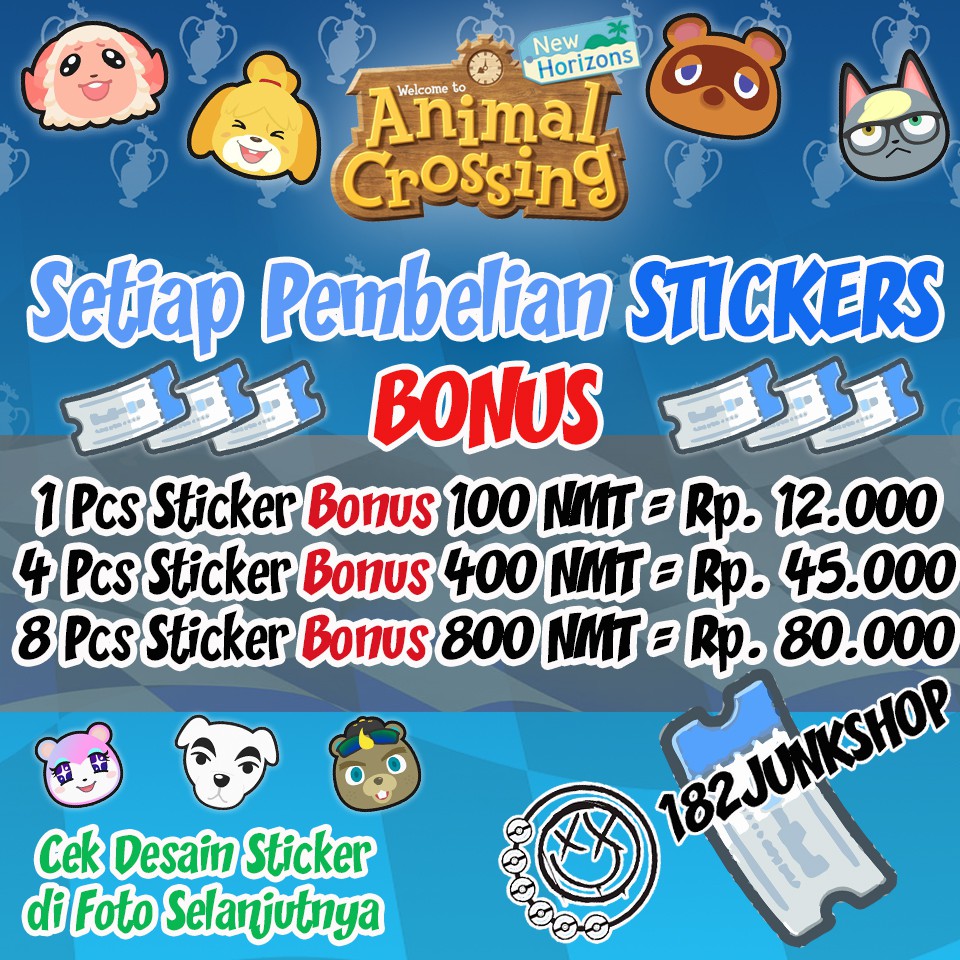 NOOK MILES TICKET NMT ANIMAL CROSSING NEW HORIZON dan STICKER