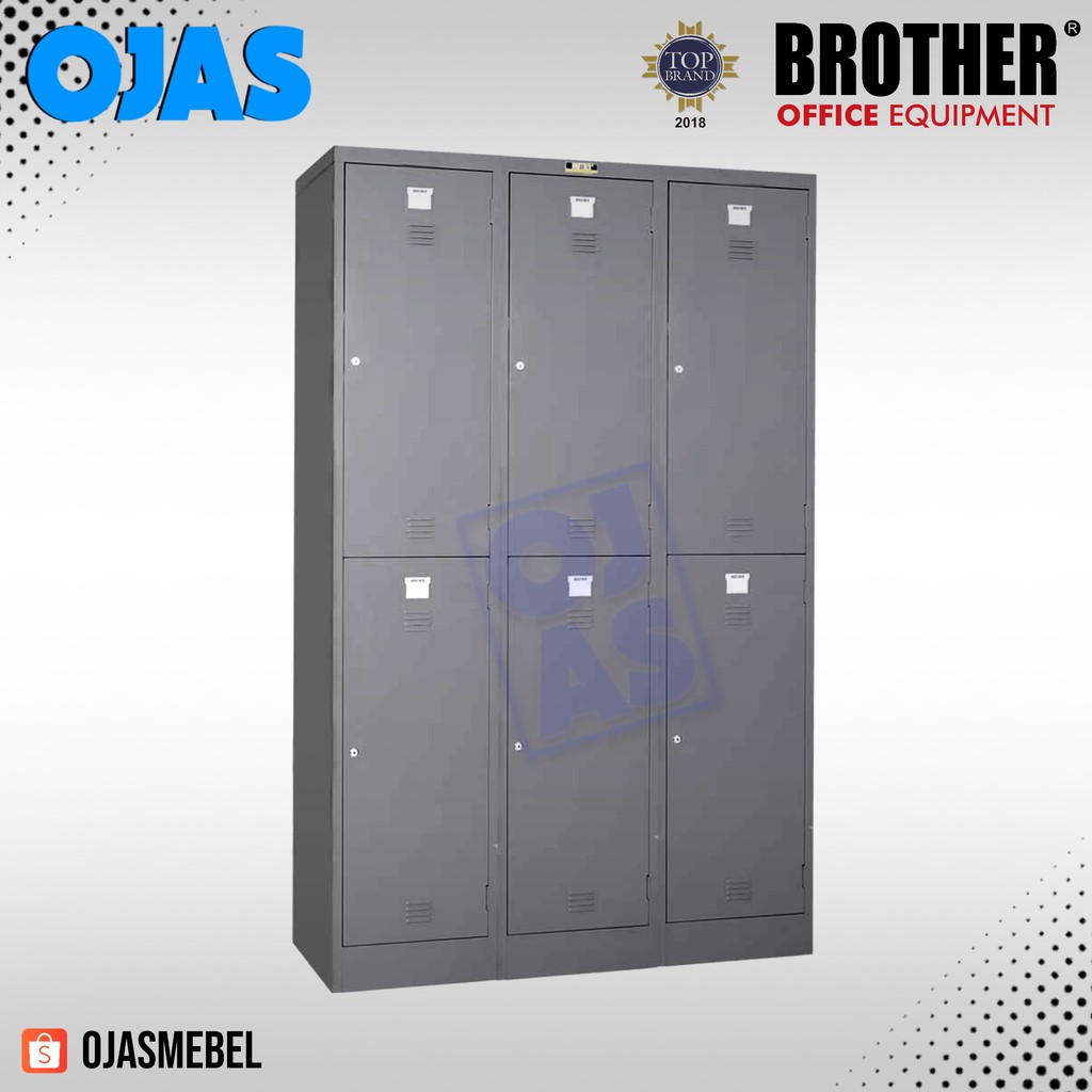 Lemari Loker Besi Locker 2 Pintu Gandeng 3 (6 Pintu) Brother B702-3