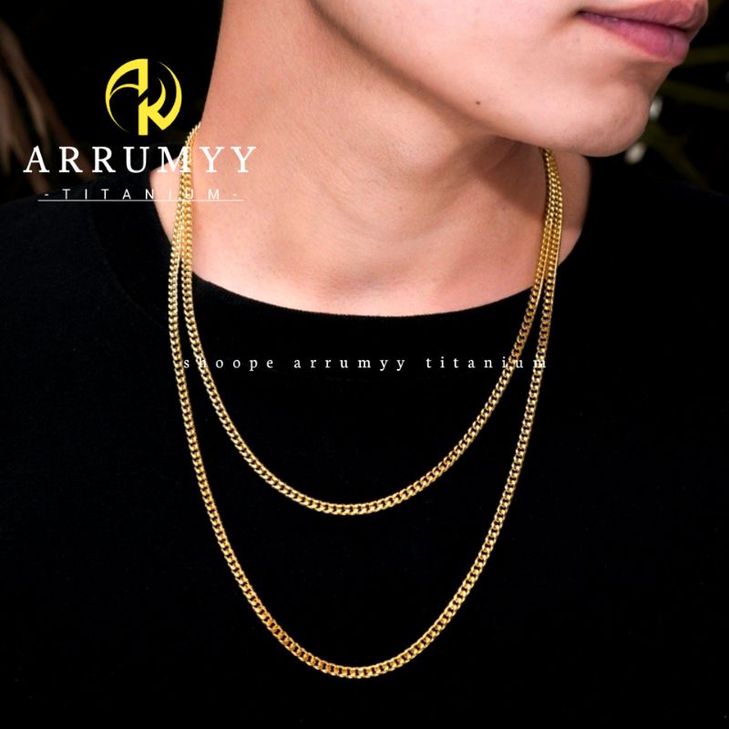 ARRUMYY kalung pria rantai gold emas original titanium anti karat