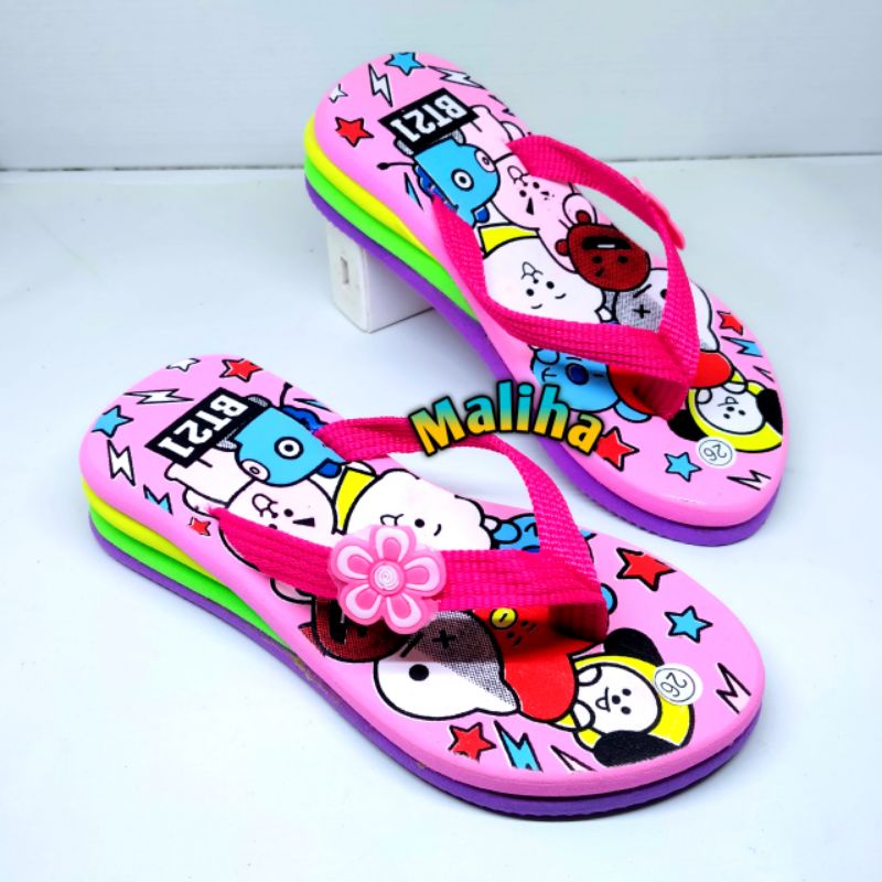 MLH Sandal anak BTS Sandal anak pelangi bt21 sandal anak perempuan terbaru