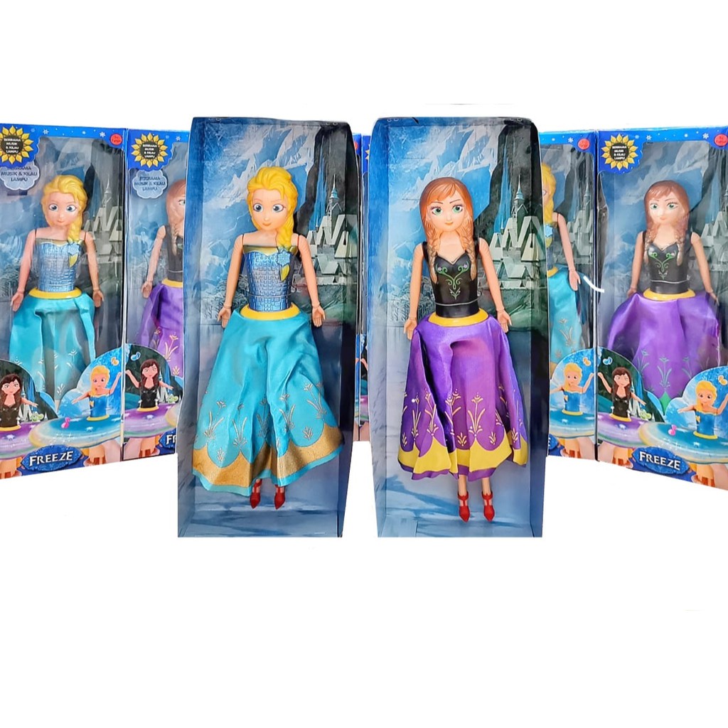 Boneka Snow Princess lagu lampu serta gaun berputar