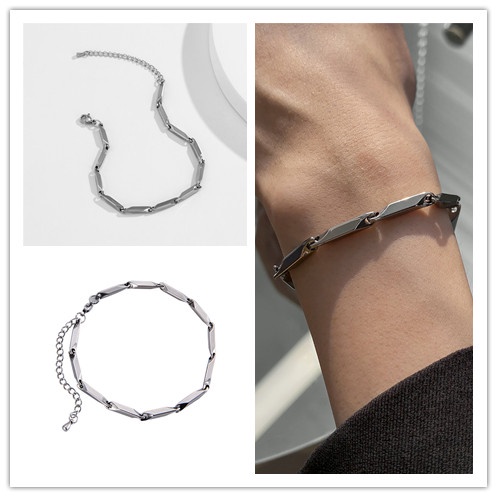 Gelang Bentuk Bambu Bahan stainless steel Gaya punk Untuk Wanita