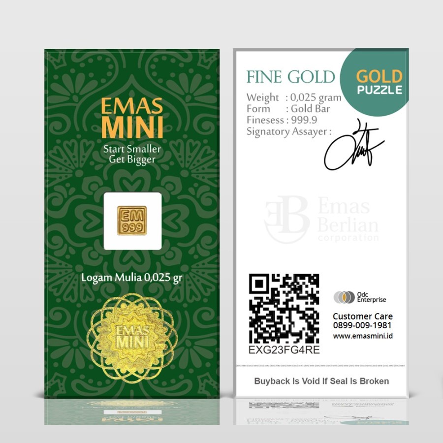 Emas Mini Secure Card 0,025 Gram - Logam Mulia 24K - ODC