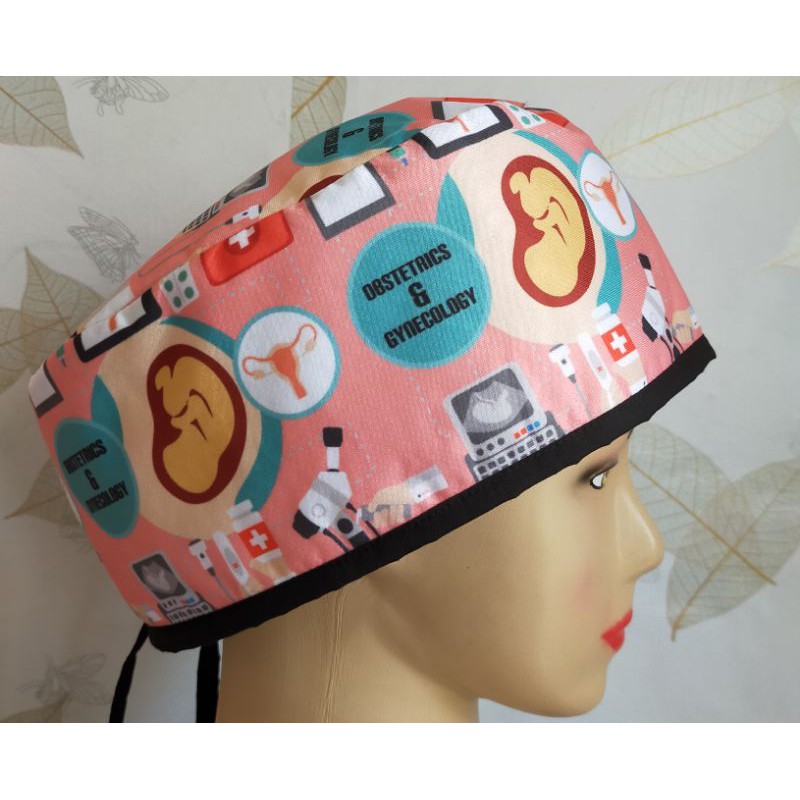 Head Cap /Topi Medis / Scrub Hat / Surgical Cap / Topi Dokter Obgyn Pink