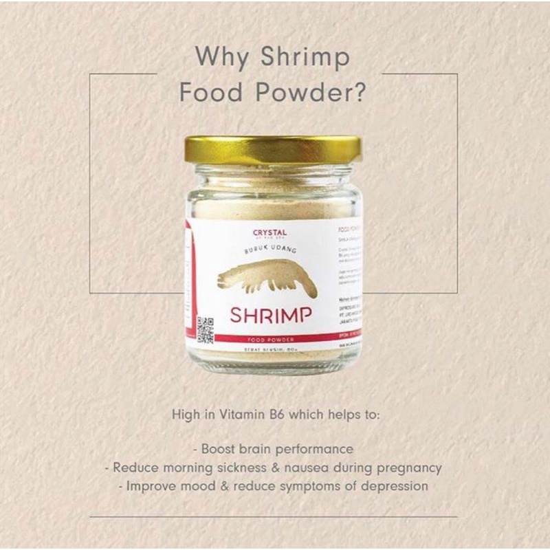 

Crystal of The Sea - (80GR) BPOM Certified Shrimp Food Powder / Bubuk Udang Rebon /