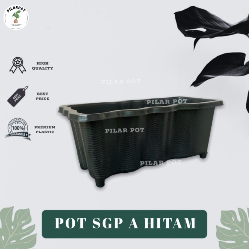 pot bunga tanaman panjang sgp A hitam panjang 29cm - SGP A HITAM