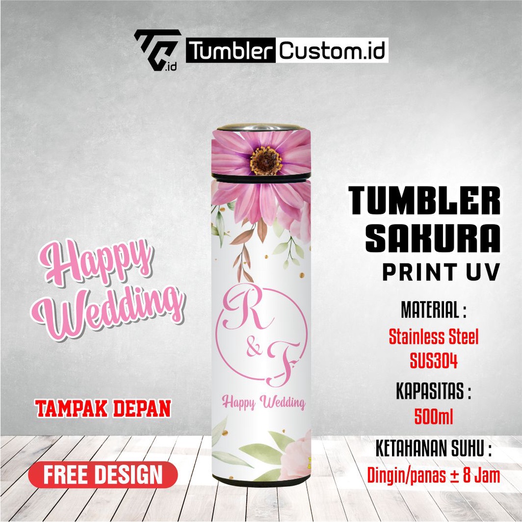 TUMBLER WEDDING SOUVENIR TUMBLER SAKURA BOTOL MINUM TUMBLERCUSTOM.ID