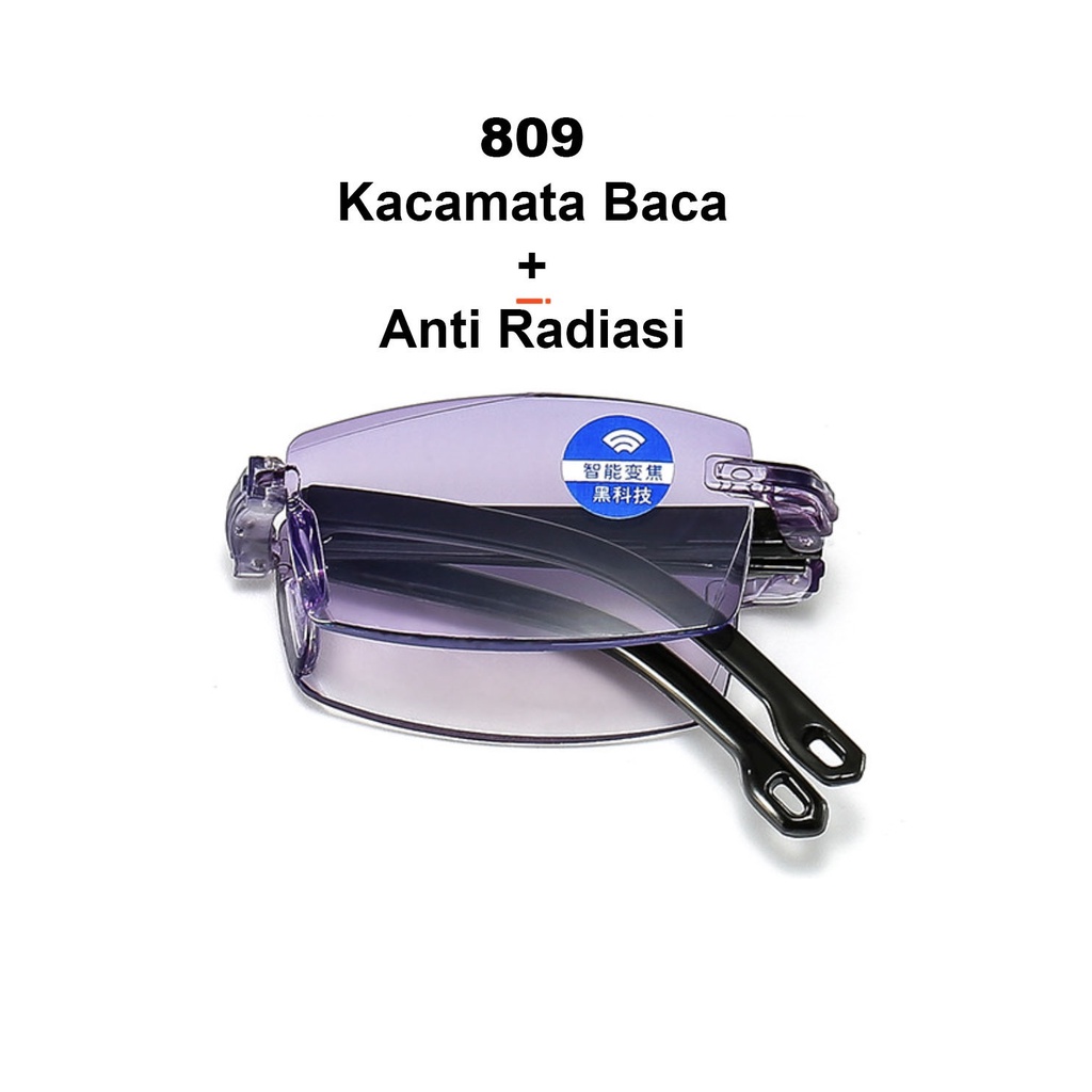 (Free Pocket) Kacamata Baca  Lensa Plus Anti Radiasi +1.00 s/d + 4.00  Kacamata Pria Wanita Reading Glasses 809