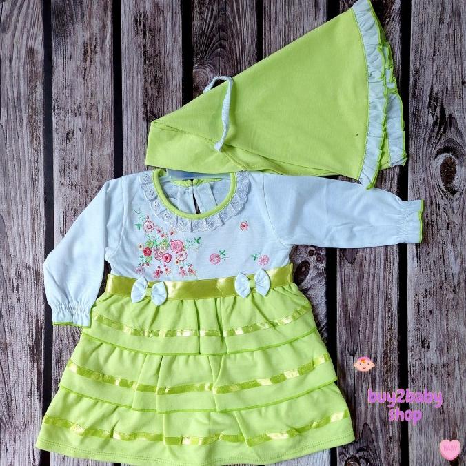 

Sale!!! Baju Lebaran Bayi Set Gamis Panjang Jilbab Motif Pita Polkadot Baby Fl - Paling Dicari