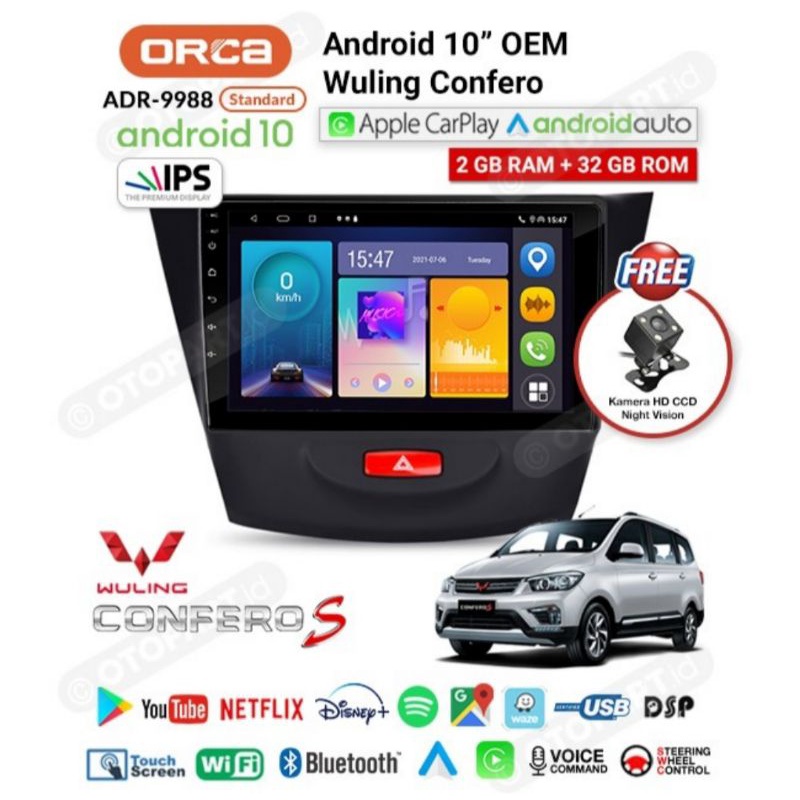 Head Unit Android 10&quot; inchi WULING ORCA ADR 9988 DSP Android Auto Apple CarPlay WULING CONFERO Head Unit Android WULING