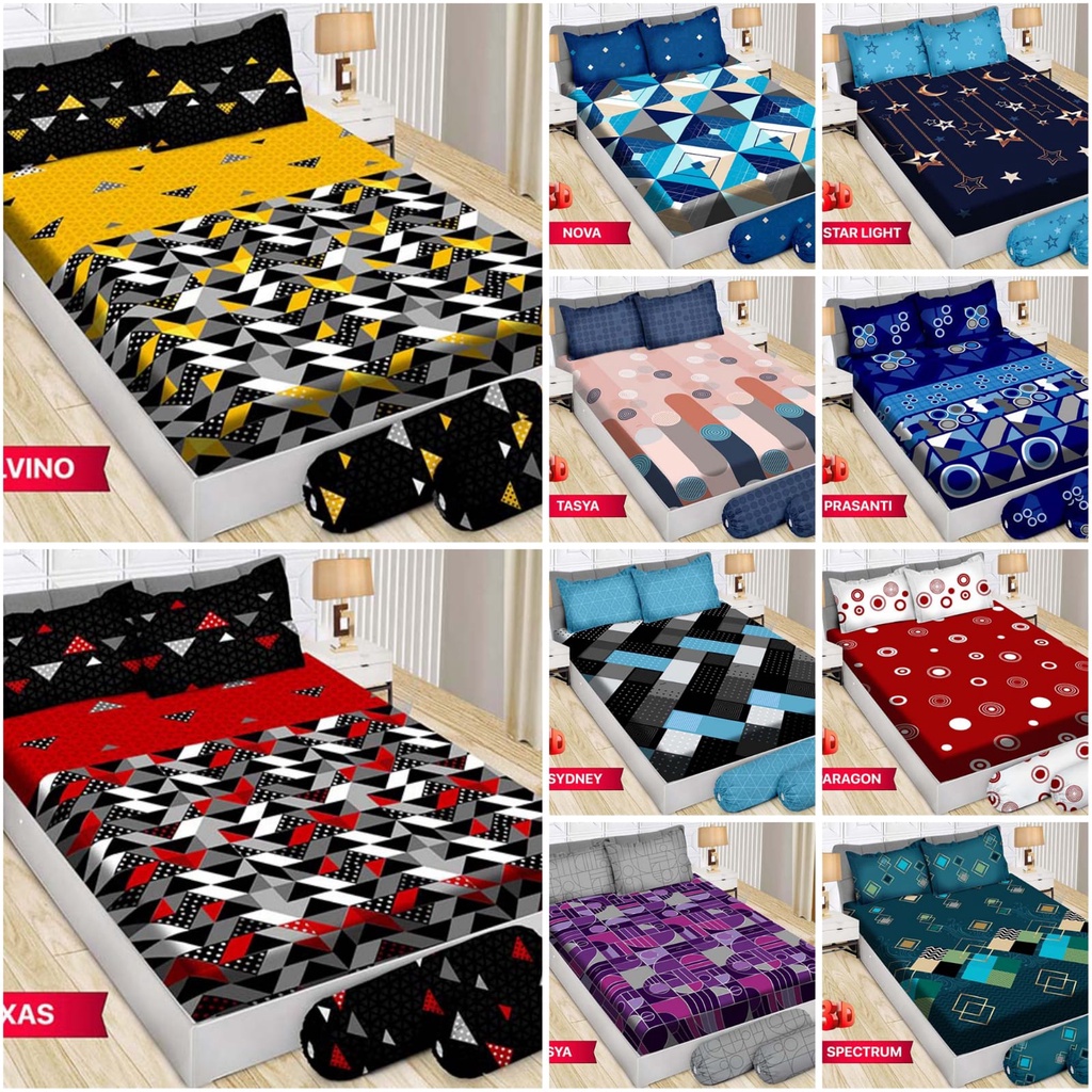 SPREI BONITA 3D QUEEN UK 160x200x20 MOTIF MINIMALIS & KARAKTER