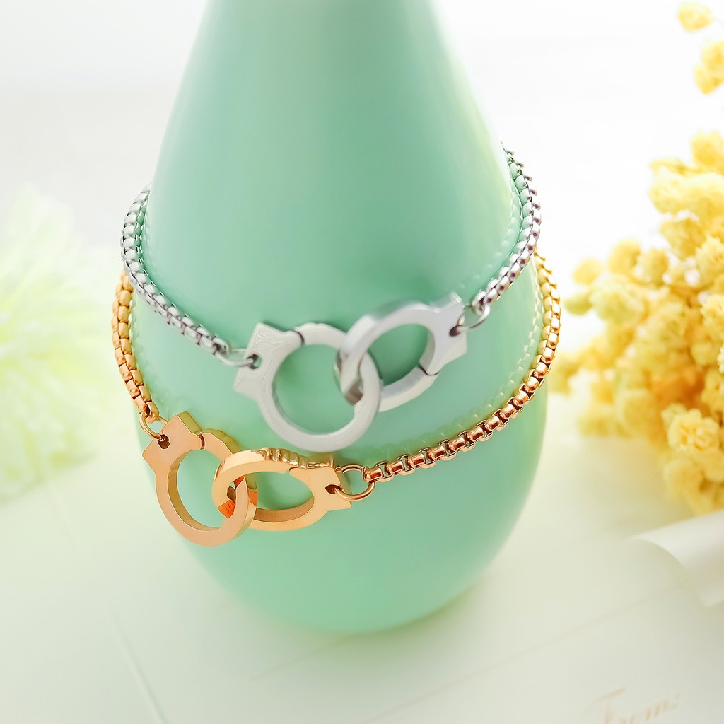 Gelang Bracelet Wanita Aksesoris Titanium Korea Cocok Hadiah GK095 rose gold motif tren