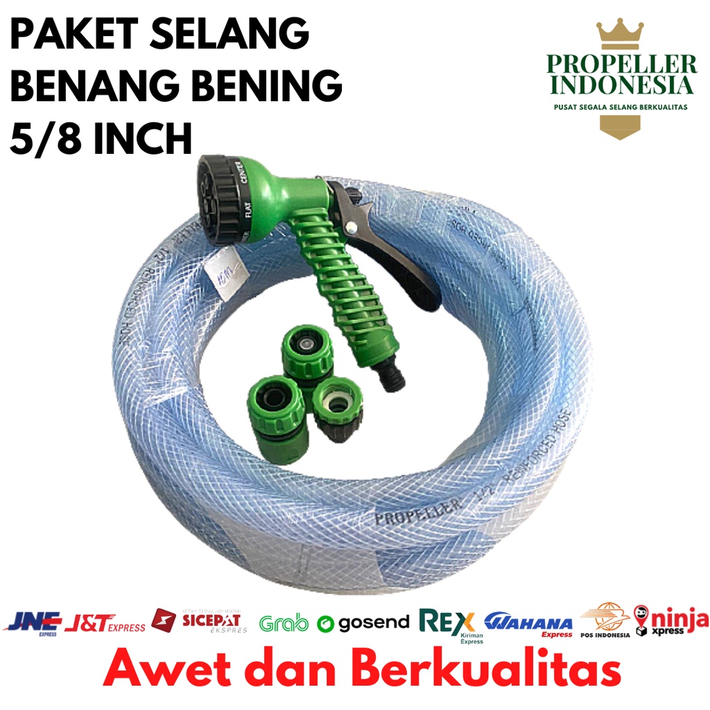 Paket Selang Benang Bening 5/8Inch Hose Variasi 5m 10m 15m 20m 25m