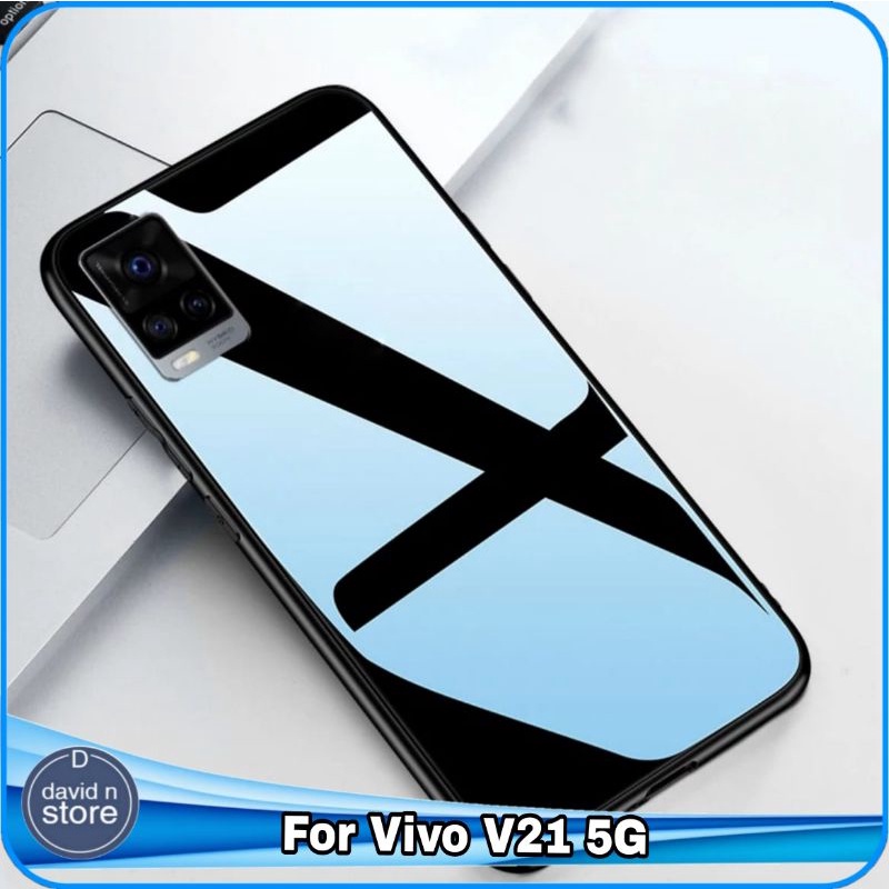 Casing Vivo V21 V 21 5G Hard Soft Case Glass Mirror Edge Slim Back Cover