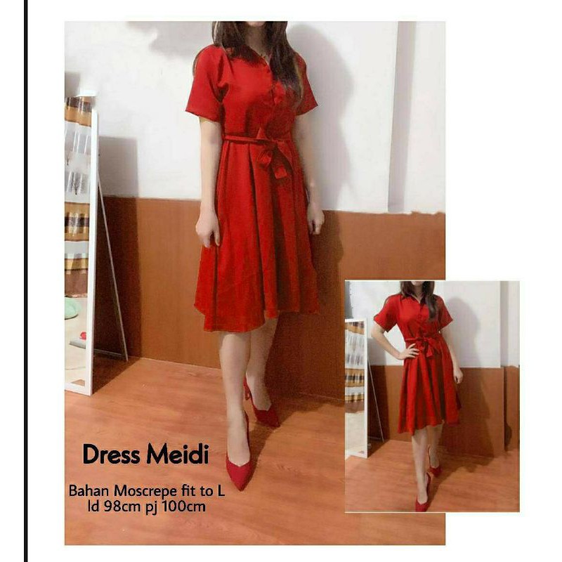 baju dress meidi dres wanita merah natal