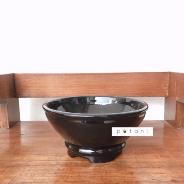 Pot  keramik  hitam mangkok pot  bonsai  pot  succulent 