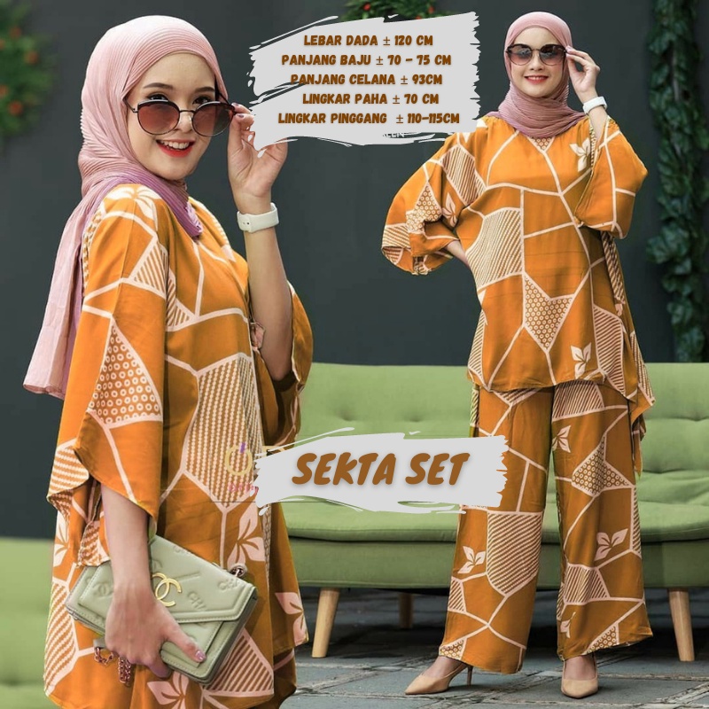 BAJU WANITA SETELAN TIE DIE DYE WAKA JUMBO SINTIA SET BUSUI ONE SET RAYON MOTIF KEKINIAN-SEKTA KUNING
