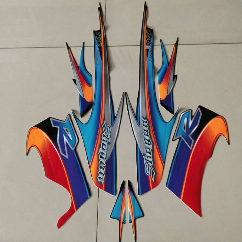 Striping Sticker Suzuki Shogun Kebo 110R Biru oren 2000 2001 List Bodi Stiker Motor Shogun Kebo 110 
