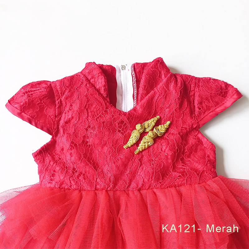 Dress Baju Gaun IMLEK GRATIS Pita Merah Pesta Bayi Perempuan 0- 12 bulan Princess Kado KA121