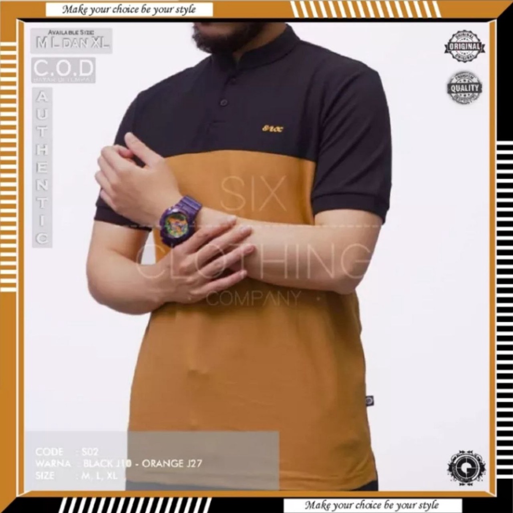 KAOS Six Kerah Gerimis POLO Sanghai Wangki Pria Dewasa 100% Original Premium Pakaian Baju Distro SIX