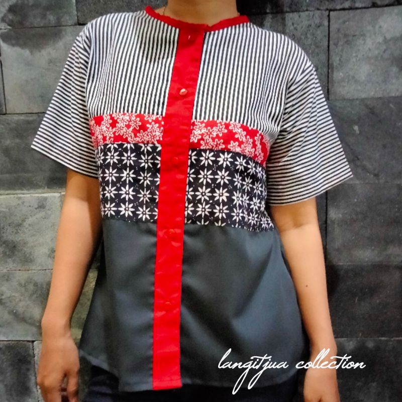 FUJIE BLOUSE BATIK CASUAL KOMBINASI MOTIF