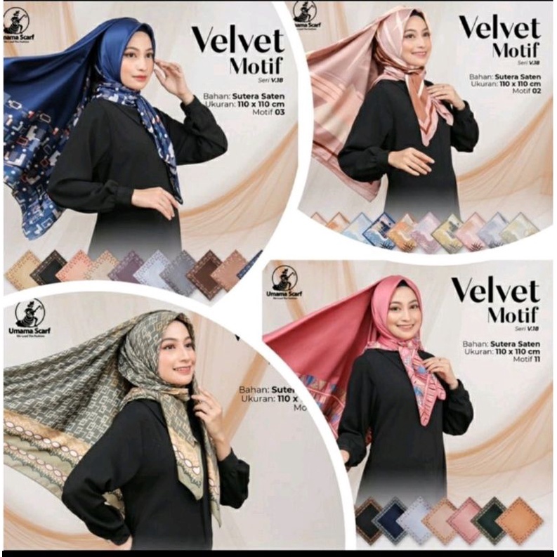 GROSIR JEMBER Hijab Motif Segiempat Umama Basic Voal / Jilbab umama segi empat pollycotton grosir