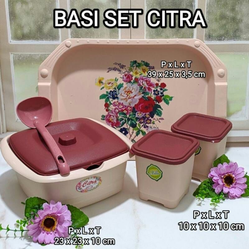 basi set citra/basi cantik 1set isi1 nampan2 toples1 tempat sayur1 centong sayurBahan plastik tebal