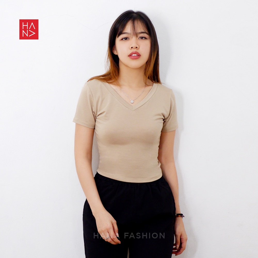 HanaFashion JKT - Keisha T-Shirt Crop Tee Polos Wanita Murah - CT134