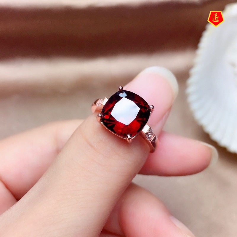 [Ready Stock]Elegant Personality Garnet Moissanite Ring