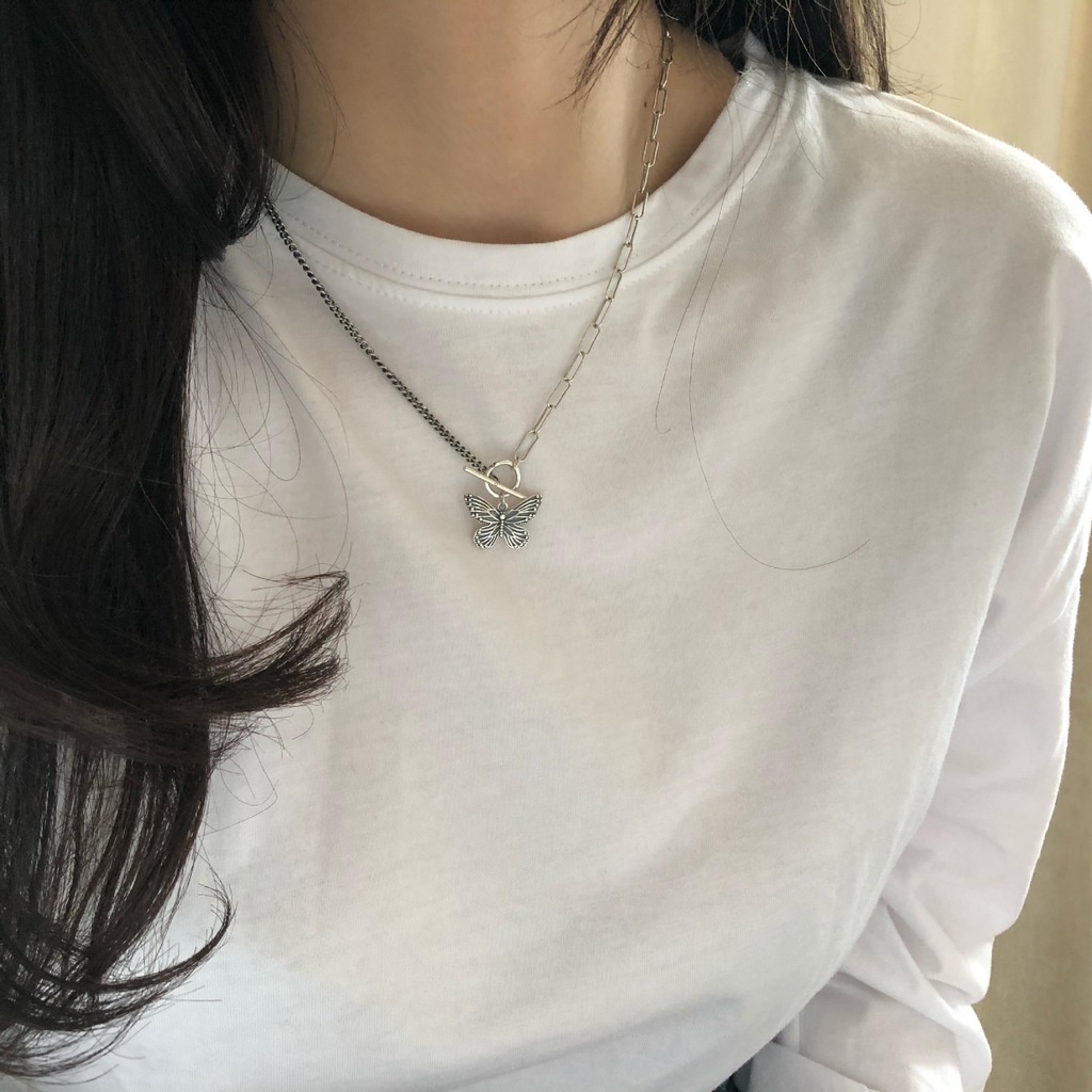 Butterfly Kalung Rantai Dengan Liontin Kupu-Kupu Gaya Vintage Untuk Wanita