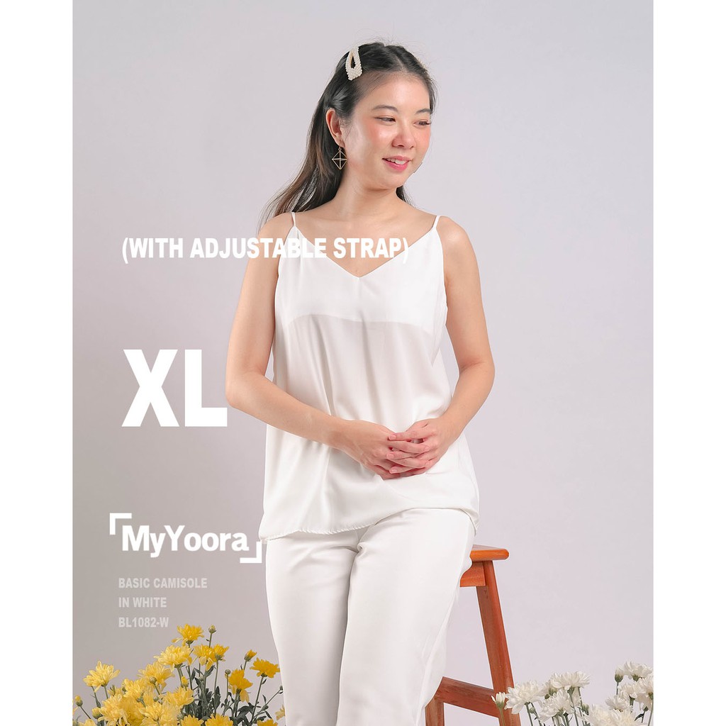 MyYoora Basic Camisole Tank Top Tanktop Cami Wanita BL1082-XL-WHITE-Adjustable