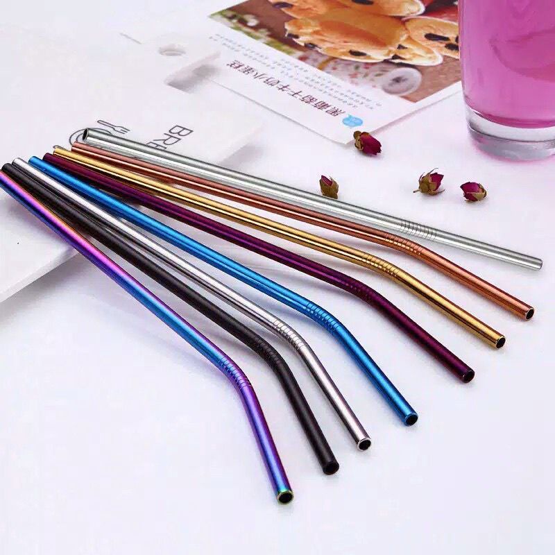 SEDOTAN STAINLESS SET / STRAW STAINLESS ( WARNA ROSE GOLD )