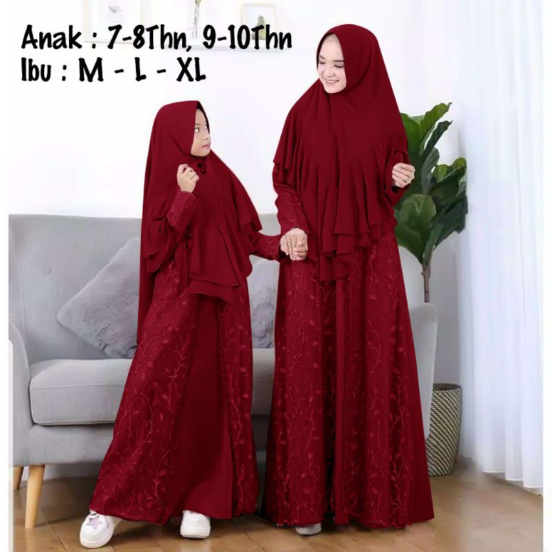 BAJU GAMIS DRESS BROKAT BRUKAT TILE LAYER COUPLE PASANGAN IBU DAN ANAK WANITA MUSLIM PREMIUM (1 SET 