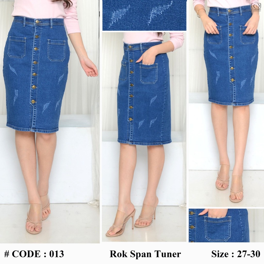 ( Bisa COD ) MC girl Rok Span Jeans Kancing Depan / Rok Pendek Jeans Tuner Full Kancing