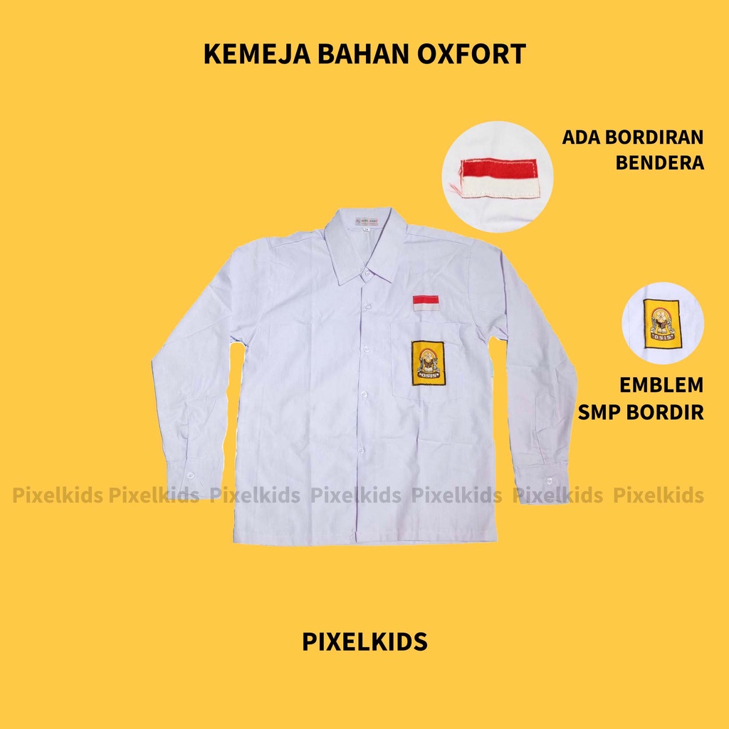 Kemeja Putih SMP Panjang Oxfort | Baju Putih SMP | SERAGAM SEKOLAH-1