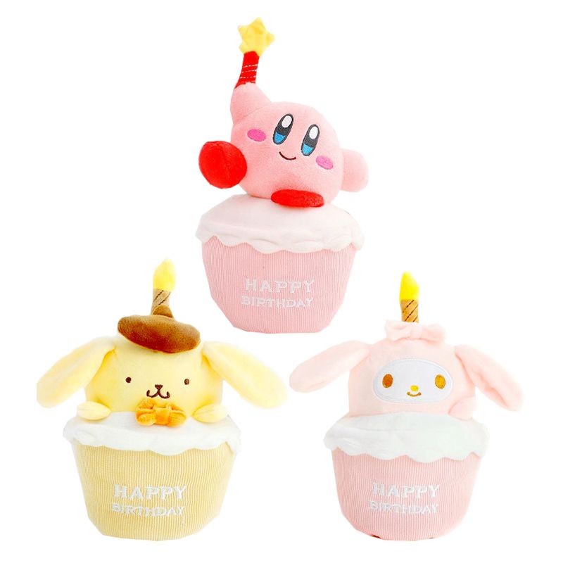 20cm My Melody Kirby Boneka Plush Stuffed Happy Birthday Cake Candles Dolls Kids Toys Gifts Mainan