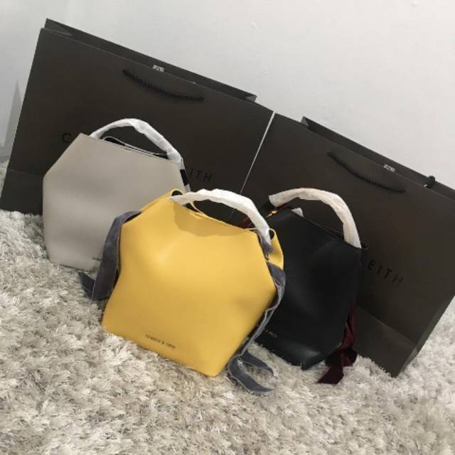 ck bucket velvet bow detail bag