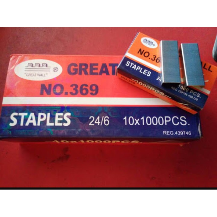 10 Pak Kecil Isi Stapler Great Wall No. 369