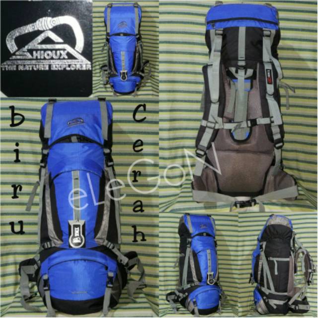 Tas Gunung Carrier Sioux 100 Liter Biru Cerah Asli Shioux 100L