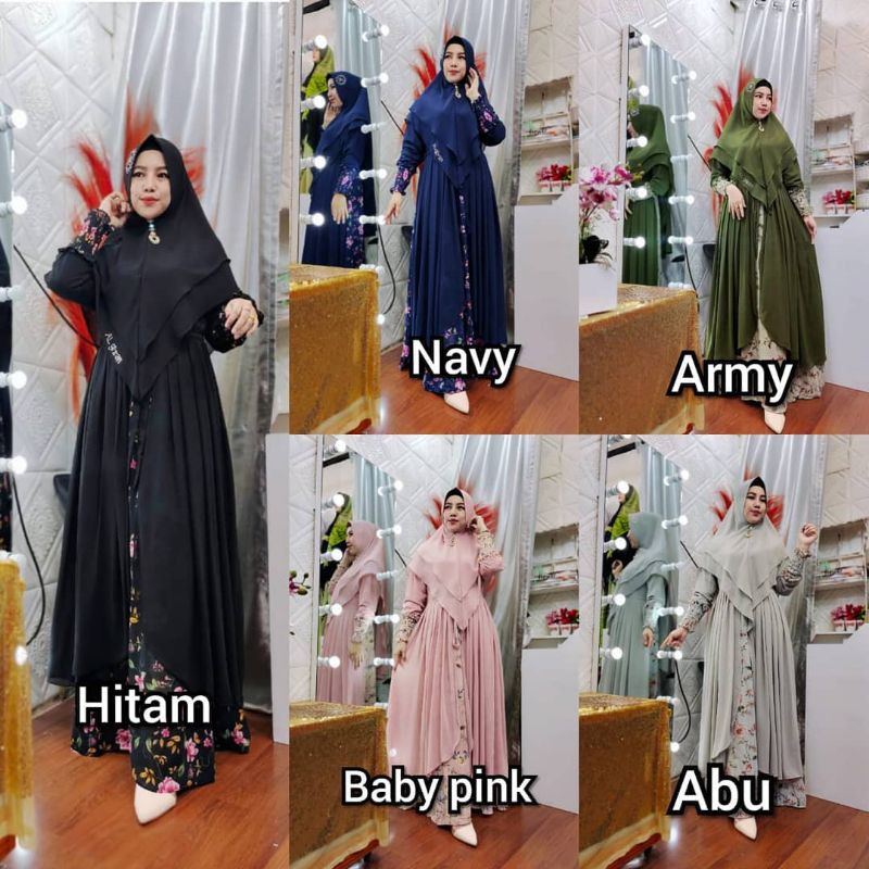 ready gamis syar'i syari syahrani set ORI original by algibran Refa Reeva hijab