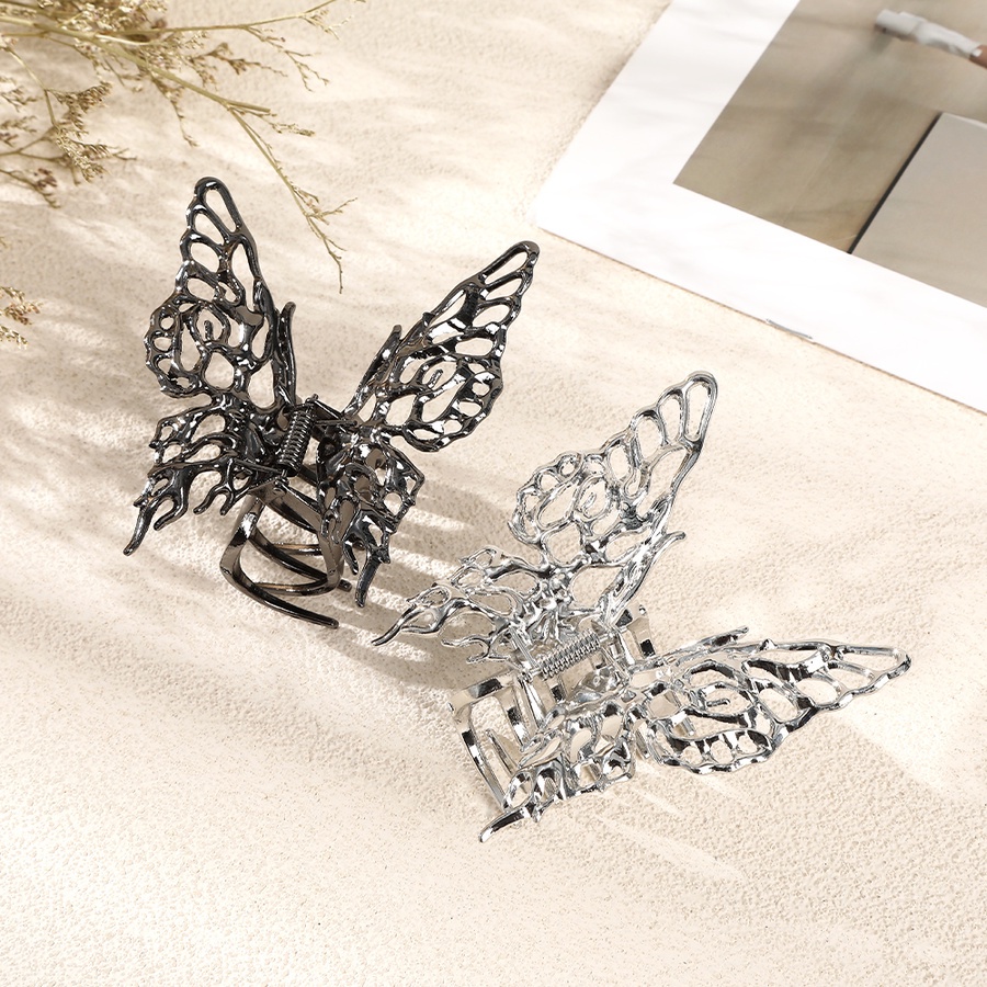 Jepit Rambut Ponytail Model Butterfly Hollow Bahan Metal Alloy Gaya Korea Untuk Wanita