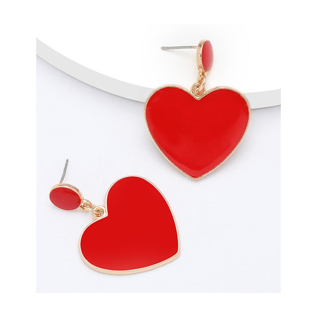 LRC Anting Tusuk Fashion Heart-shaped Alloy Oil Drop Geometric Earrings D92176
