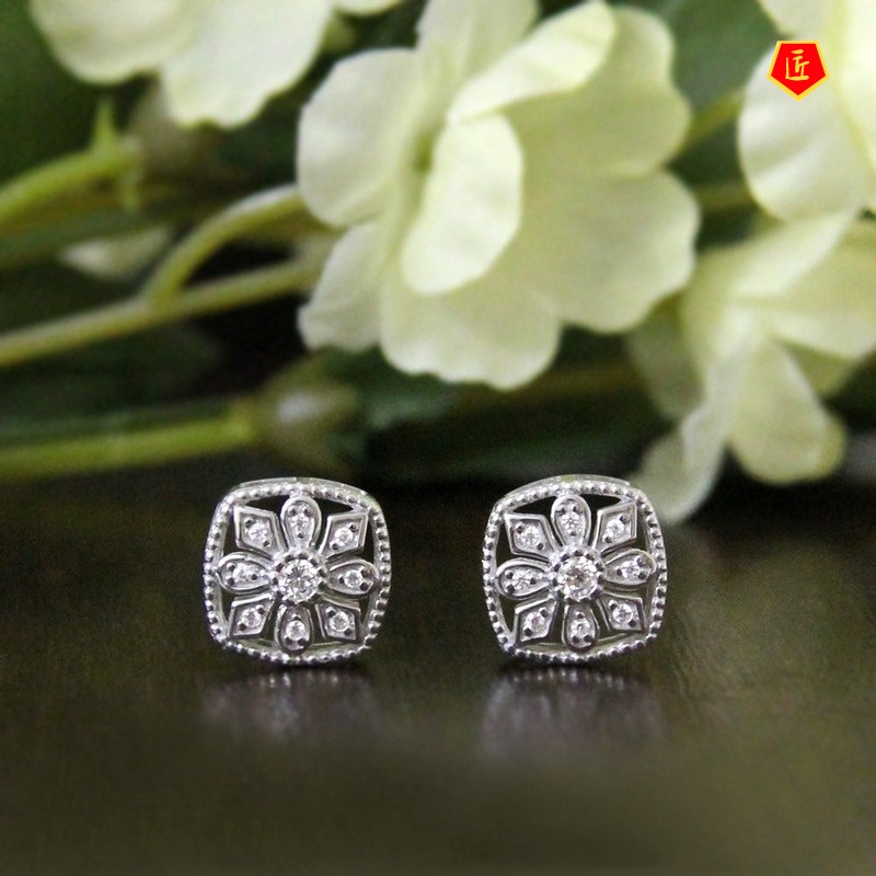 [Ready Stock]New Personalized Women's Micro-Inlaid Flower Stud Earrings