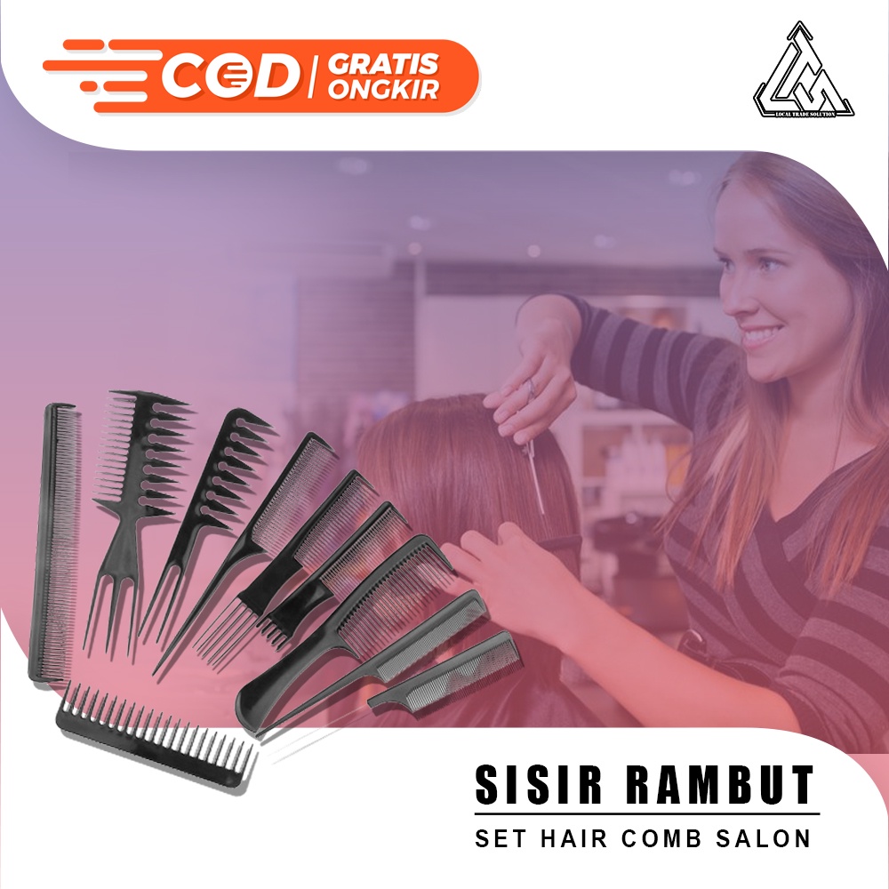 Paket Sisir 10 in 1 Rambut Pria Wanita Hair Comb Salon Anti Rontok Kusut